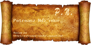Petreasz Nándor névjegykártya